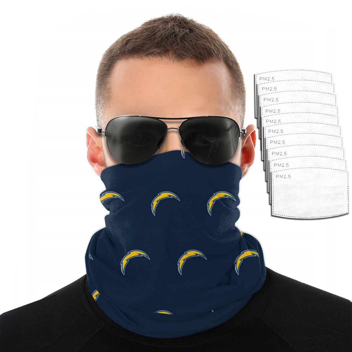 Reusble Mouth Cover Bandanas Los Angeles Chargers Variety Head Scarf Face Mask With PM 2.5 Filter