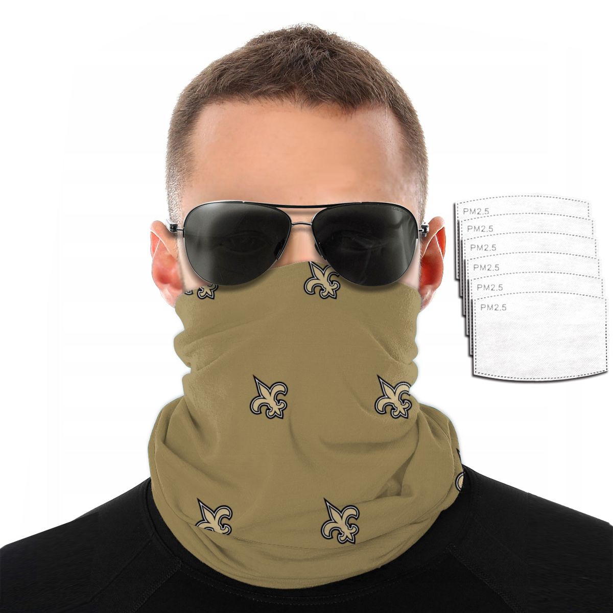 Reusble Mouth Cover Bandanas New Orleans Saints Variety Head Scarf Face Mask With PM 2.5 Filter