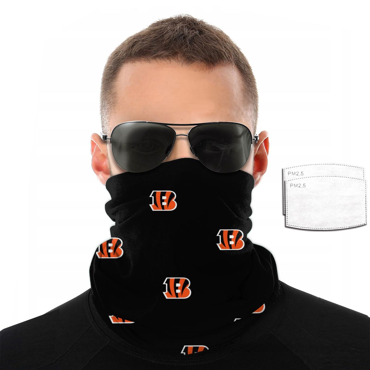 Reusble Mouth Cover Bandanas Cincinnati Bengals Variety Head Scarf Face Mask With PM 2.5 Filter