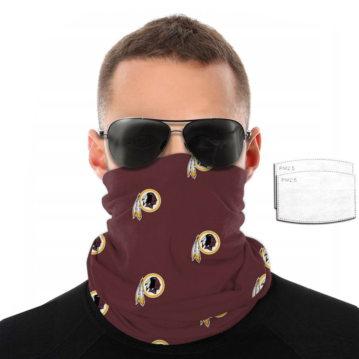 Reusble Mouth Cover Bandanas Washington Redskins Variety Head Scarf Face Mask With PM 2.5 Filter