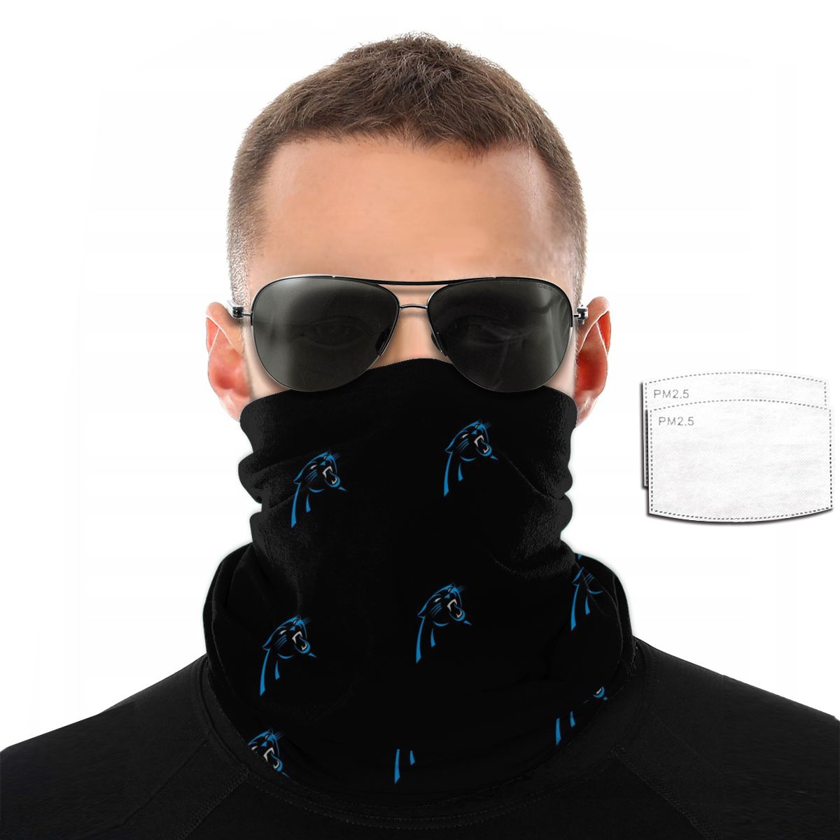 Reusble Mouth Cover Bandanas Carolina Panthers Variety Head Scarf Face Mask With PM 2.5 Filter