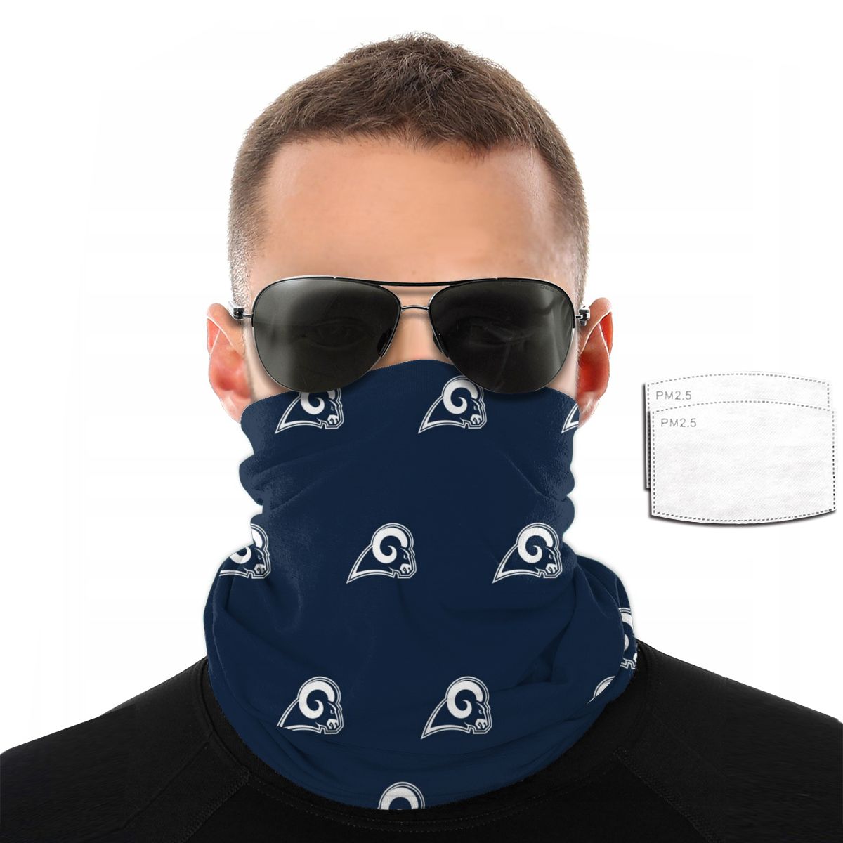 Reusble Mouth Cover Bandanas Los Angeles Rams Variety Head Scarf Face Mask With PM 2.5 Filter