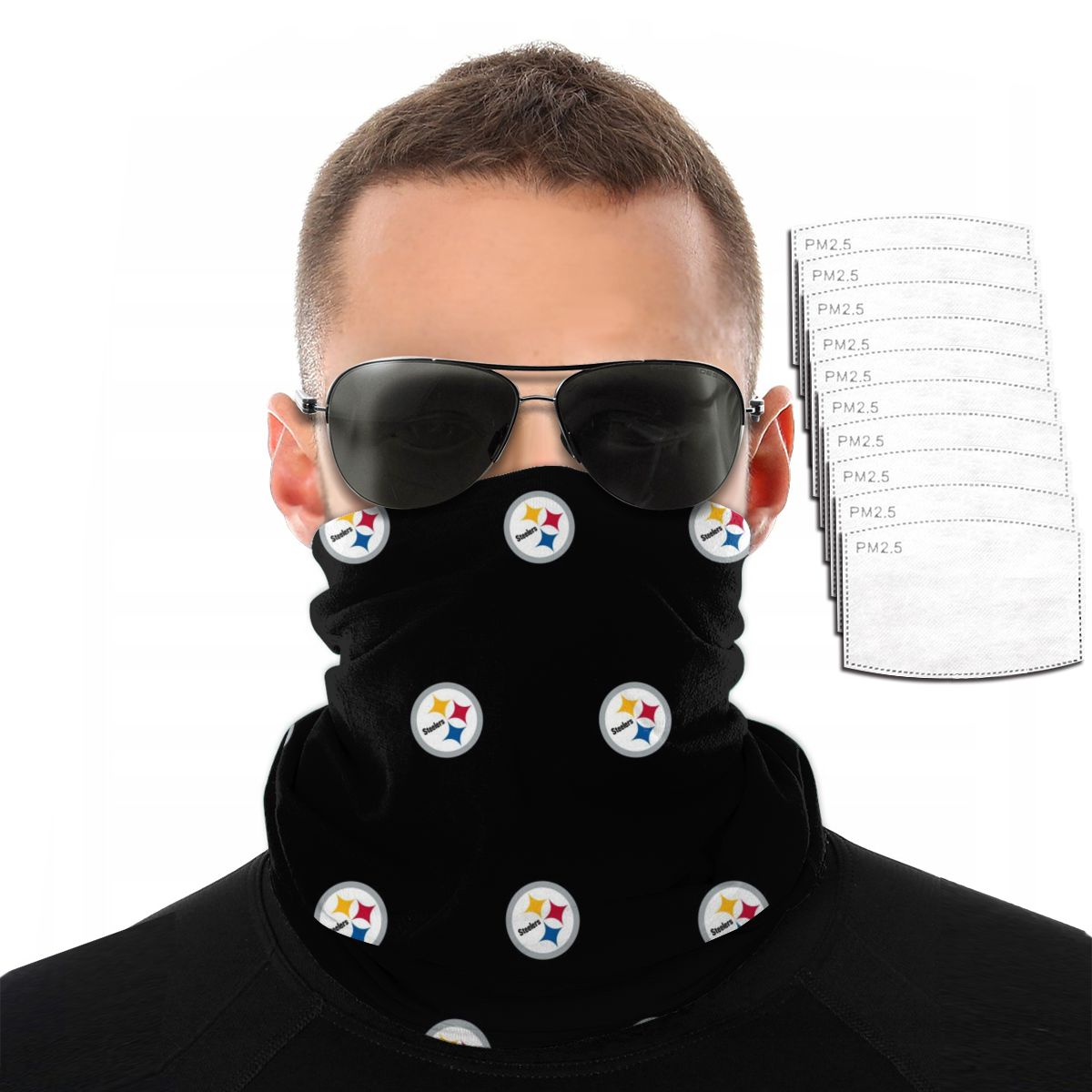 Reusble Mouth Cover Bandanas Pittsburgh Steelers Variety Head Scarf Face Mask With PM 2.5 Filter