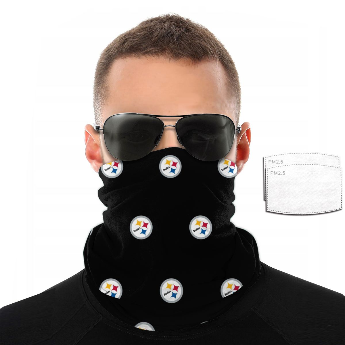 Reusble Mouth Cover Bandanas Pittsburgh Steelers Variety Head Scarf Face Mask With PM 2.5 Filter
