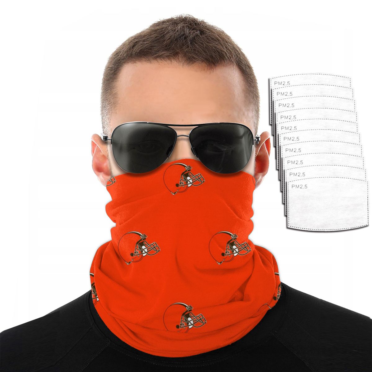 Reusble Mouth Cover Bandanas Cleveland Browns Variety Head Scarf Face Mask With PM 2.5 Filter