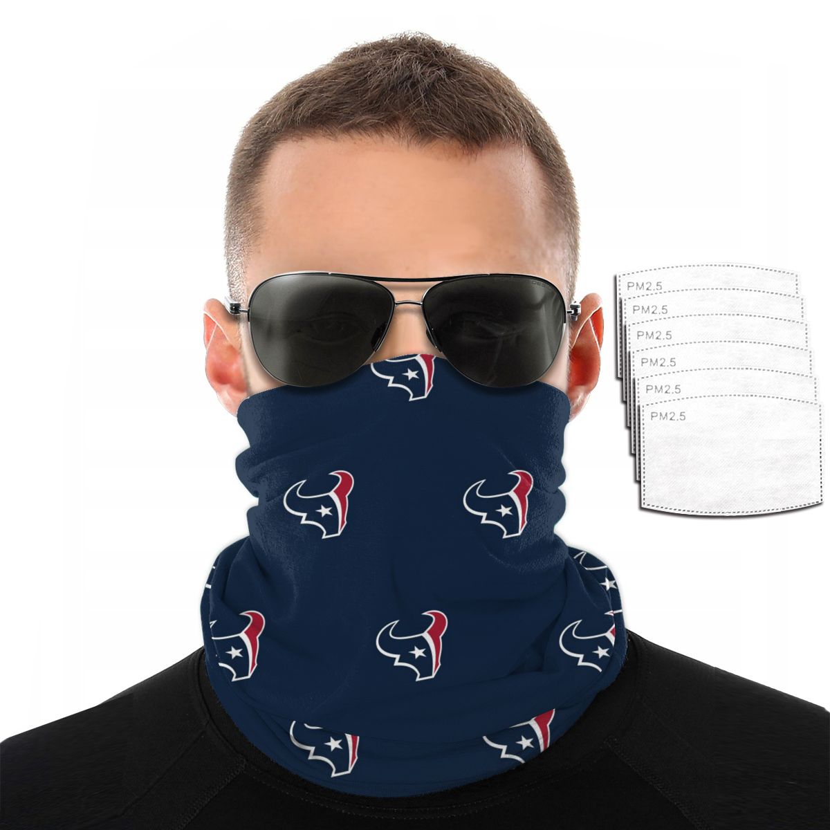 Reusble Mouth Cover Bandanas Houston Texans Variety Head Scarf Face Mask With PM 2.5 Filter