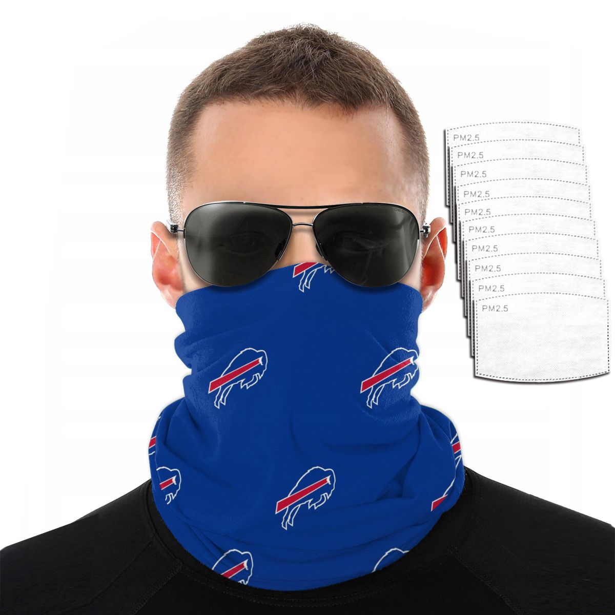 Reusble Mouth Cover Bandanas Buffalo Bills Variety Head Scarf Face Mask With PM 2.5 Filter