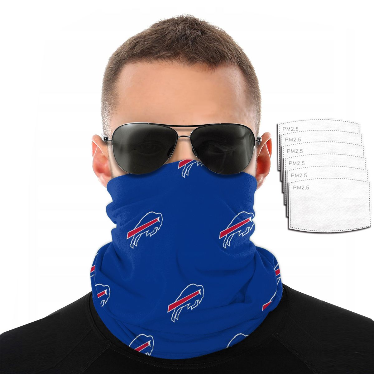 Reusble Mouth Cover Bandanas Buffalo Bills Variety Head Scarf Face Mask With PM 2.5 Filter