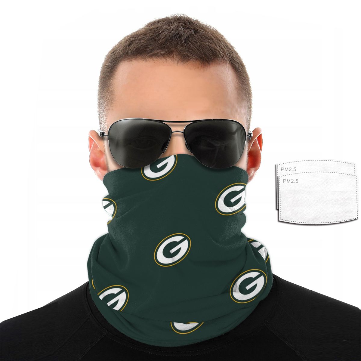 Reusble Mouth Cover Bandanas Green Bay Packers Variety Head Scarf Face Mask With PM 2.5 Filter