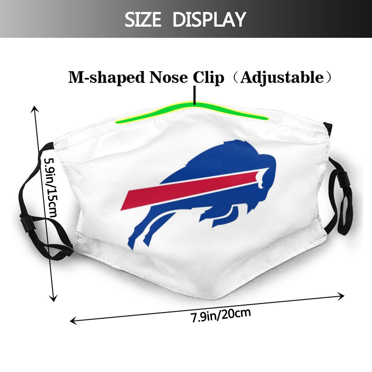 Print Football Personalized White Buffalo Bills Adult Dust Mask With Filters PM 2.5