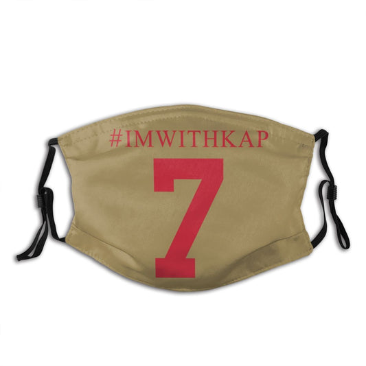Football # IMWITHKAP Personalized #7 Colin Kaepernick Gold 49ers Face Mask With Filter