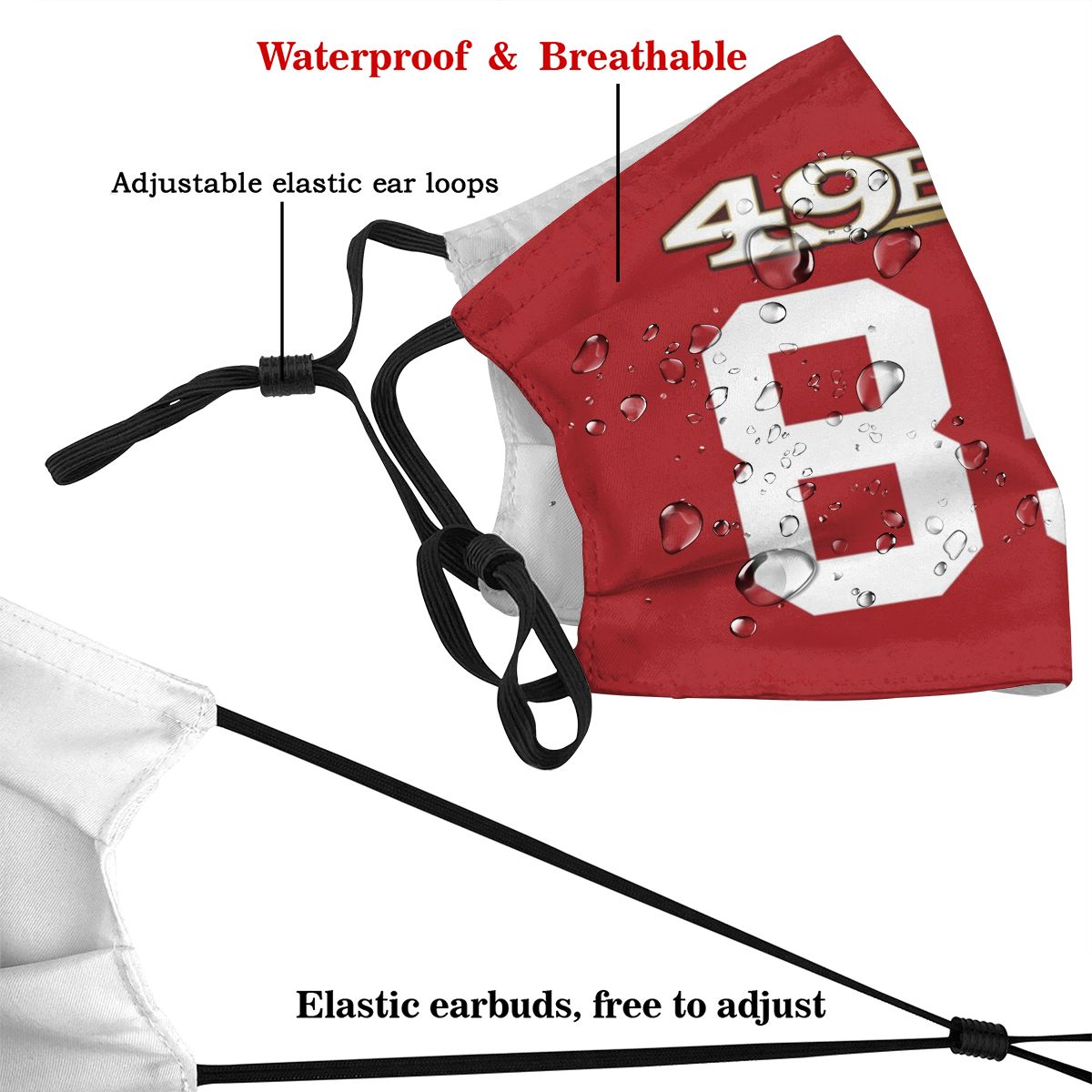 Personalized San Francisco 49ers #85 George Kittle Face Mask Red