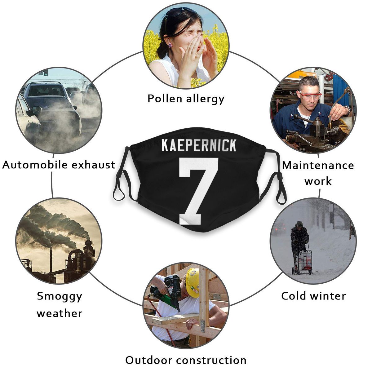 Personalized # IMWITHKAP #7 Colin Kaepernick Black Face Mask With Filter