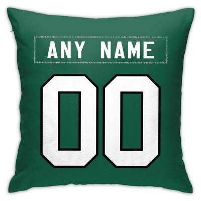 Custom Football New York Jets Decorative Throw Pillow Cover 18" x 18"- Print Personalized Style Customizable Design Team Any Name & Number