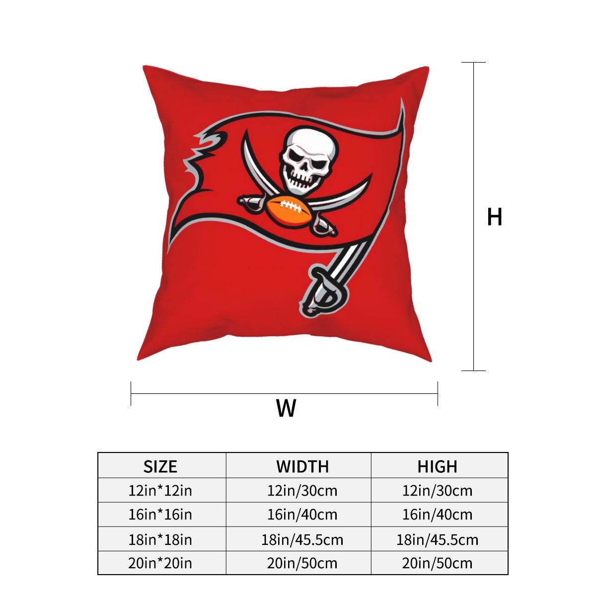 Custom Decorative Football Pillow Case Tampa Bay Buccaneers Red Pillowcase Personalized Throw Pillow Covers