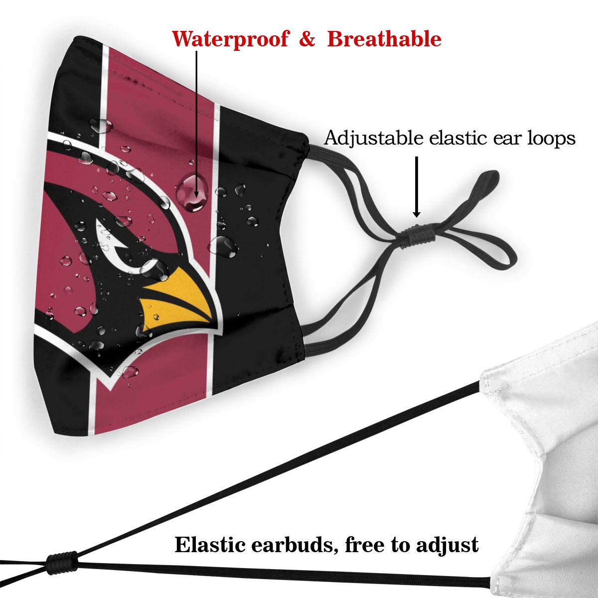 Custom Football Personalized AZ.Cardinal 01- Black Dust Face Mask With Filters PM 2.5
