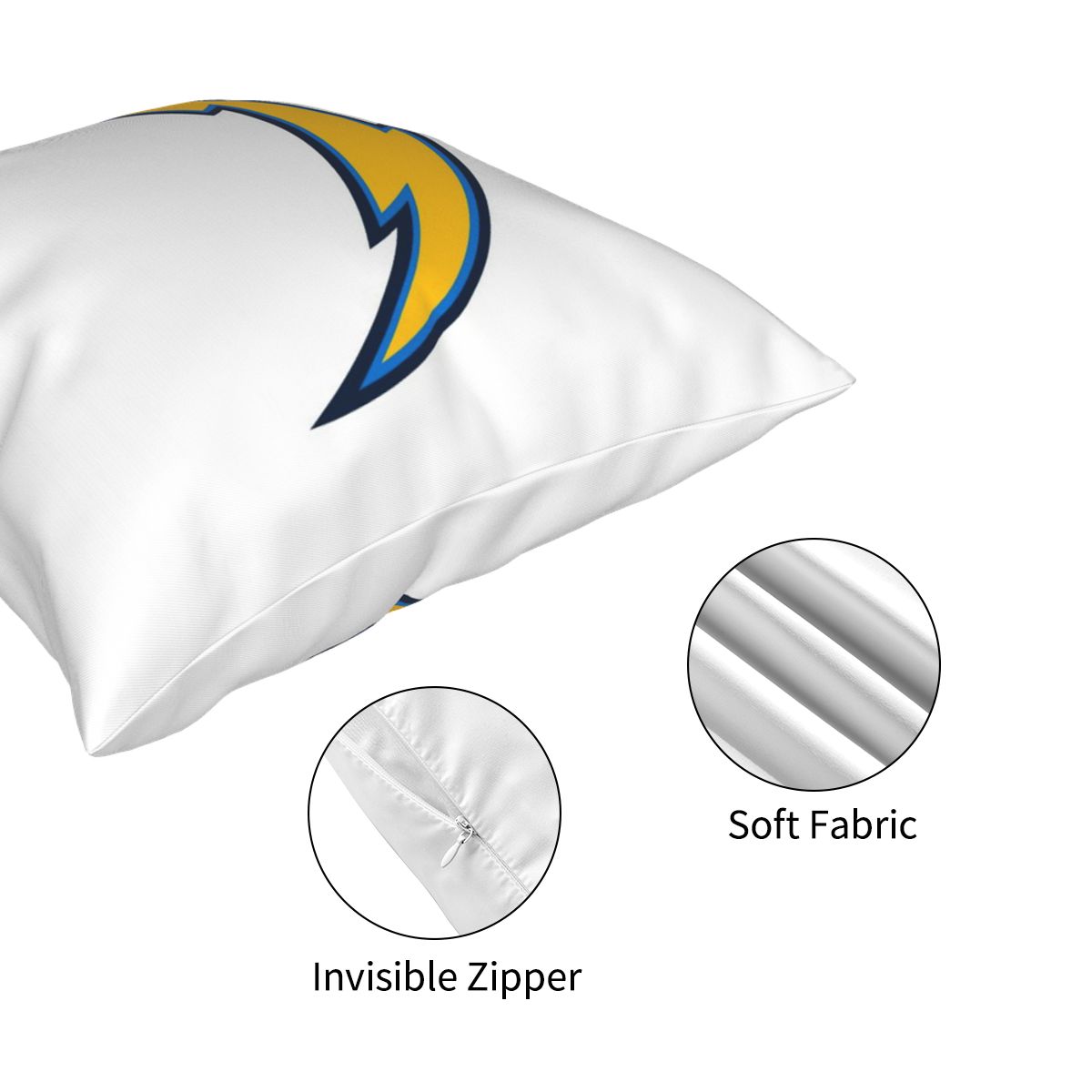 Custom Decorative Football Pillow Case Los Angeles Chargers White Pillowcase Personalized Throw Pillow Covers
