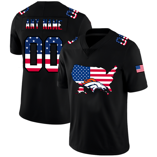 Custom Denver Broncos Football Black Limited Fashion Flag Stitched Jerseys