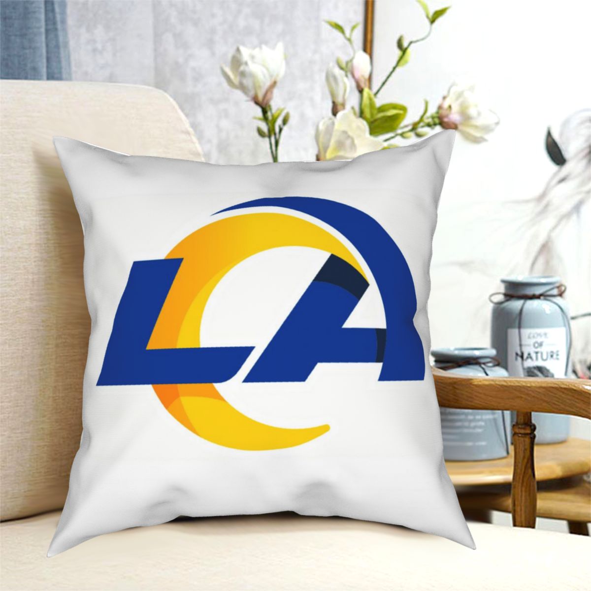 Custom Decorative Football Pillow Case 2020 New Los Angeles Rams White Pillowcase Personalized Throw Pillow Covers