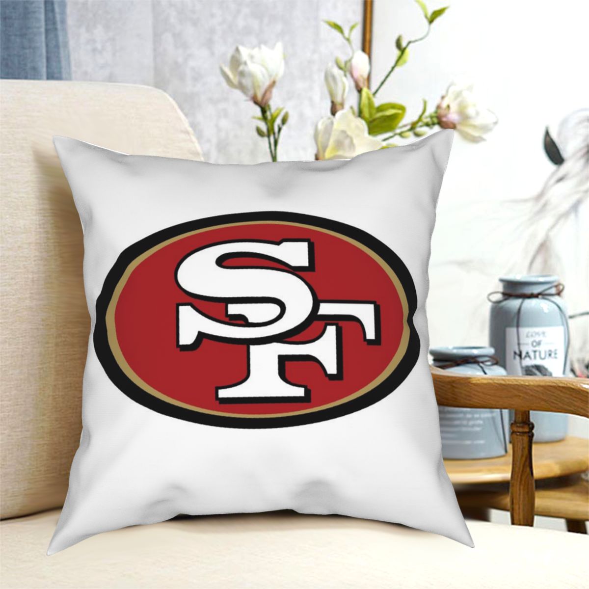 Custom Decorative Football Pillow Case San Francisco 49ers White Pillowcase Personalized Throw Pillow Covers