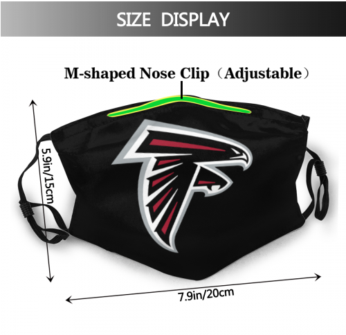 Print Football Personalized Atlanta Falcons Adult Dust Mask With PM 2.5 Filters Black