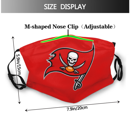 Print Football Personalized Tampa Bay Buccaneers Adult Dust Mask With Filters PM 2.5