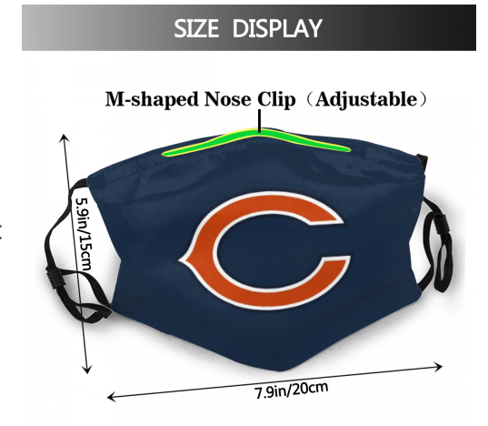 Print Football Personalized Chicago Bears Adult Dust Mask With Filters PM 2.5