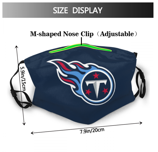 Print Football Personalized Tennessee Titans Adult Dust Mask With Filters PM 2.5