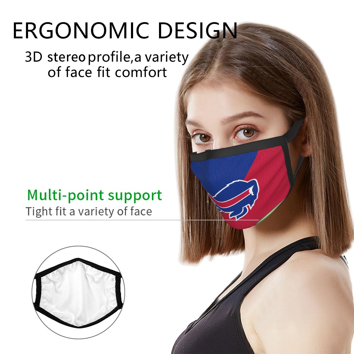 Custom Football Personalized Buffalo Bills Dust Face Mask With Filters PM 2.5