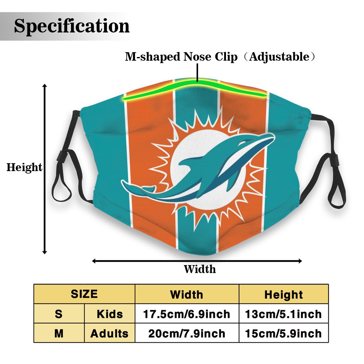 Custom Football Personalized M.Dolphin 01- Apua Dust Face Mask With Filters PM 2.5