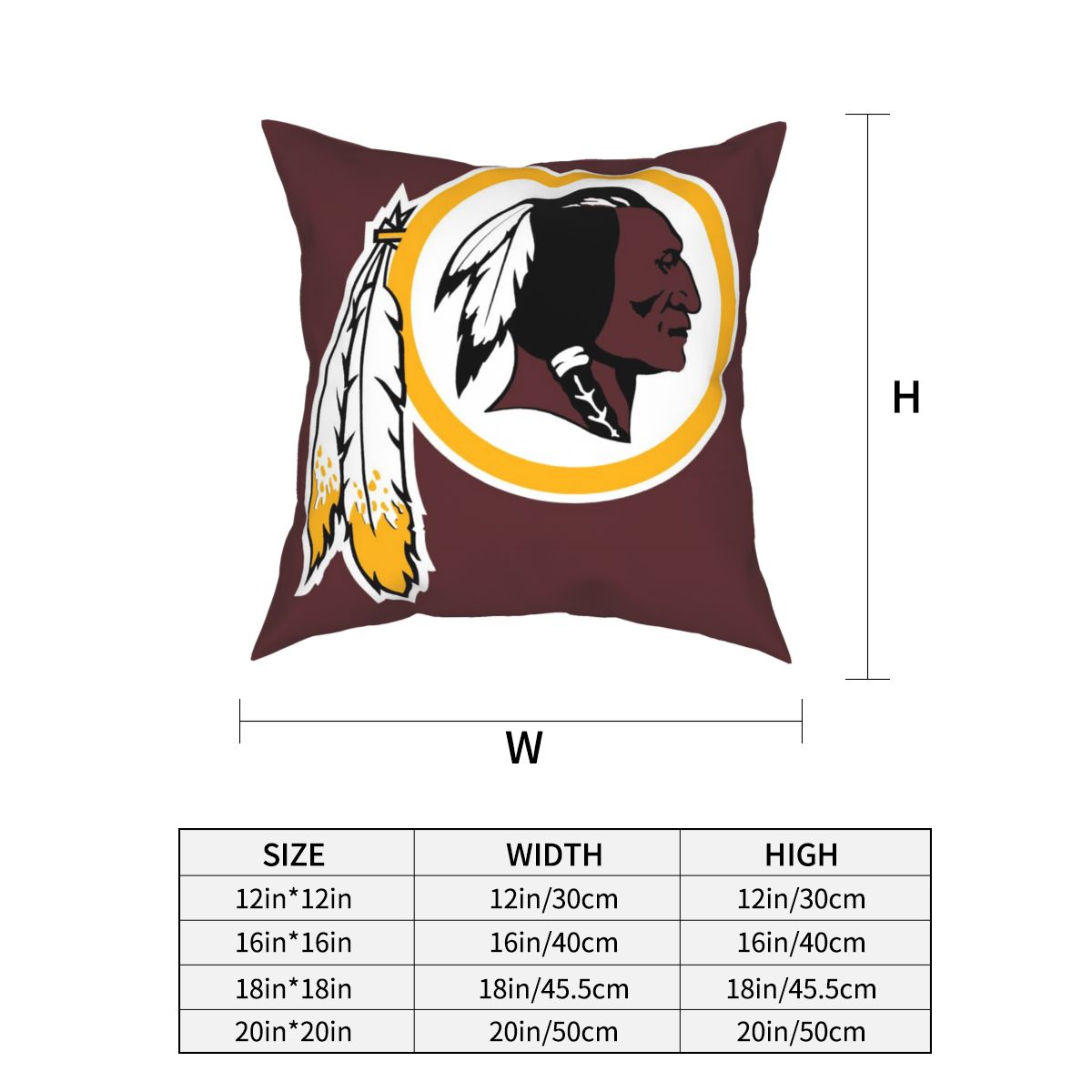 Custom Decorative Football Pillow Case Washington Redskins Burgundy Pillowcase Personalized Throw Pillow Covers