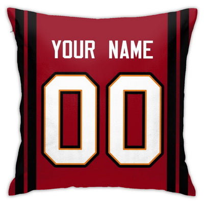 Custom Football Tampa Bay Buccaneers Decorative Throw Pillow Cover 18" x 18"- Print Personalized Style Customizable Design Team Any Name & Number