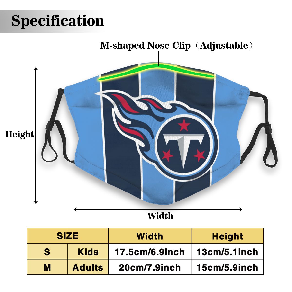 Custom Football Personalized T.Titan 01- Blue Dust Face Mask With Filters PM 2.5