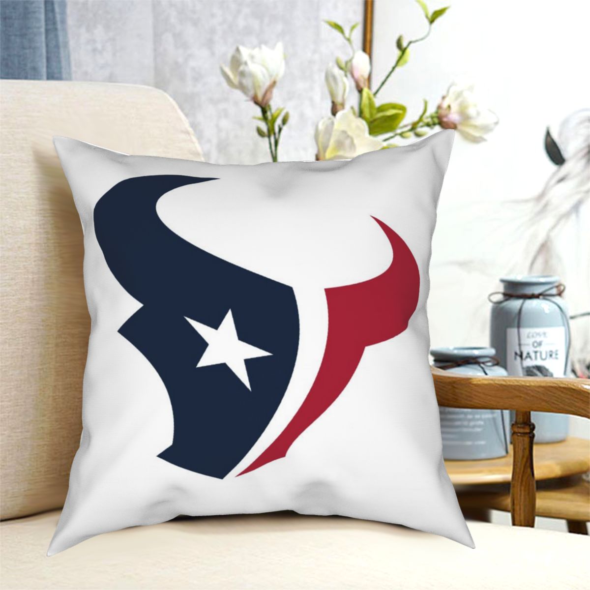 Custom Decorative Football Pillow Case Houston Texans White Pillowcase Personalized Throw Pillow Covers
