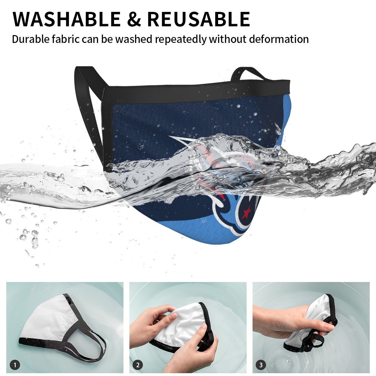 Custom Football Personalized Tennessee Titans Dust Face Mask With Filters PM 2.5