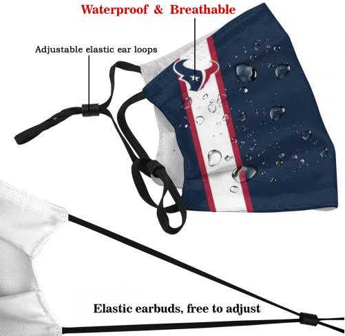 Football Personalized Houston Texans Face Cover Dust Face Mask With Filters PM 2.5