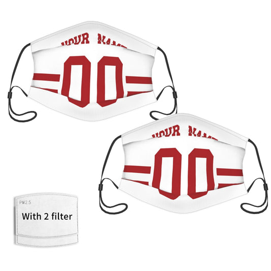 2-Pack San Francisco 49ers Face Covering Football Team Decorative Adult Face Mask With Filters PM 2.5 White