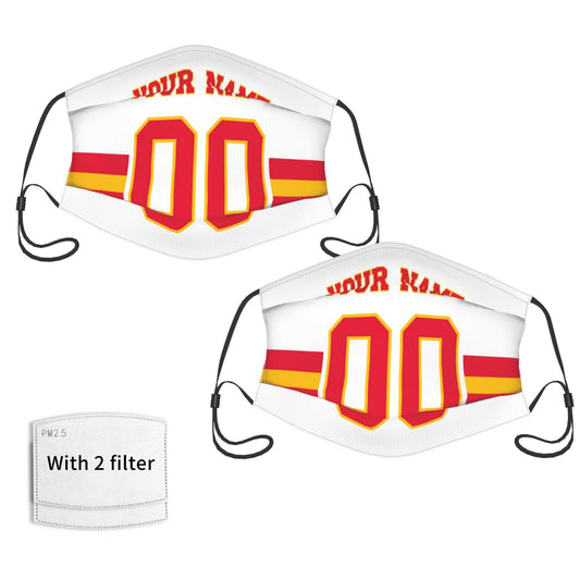 2-Pack Kansas City Chiefs Face Covering Football Team Decorative Adult Face Mask With Filters PM 2.5 White