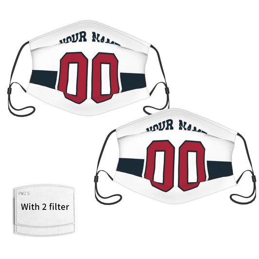 2-Pack Houston Texans Face Covering Football Team Decorative Adult Face Mask With Filters PM 2.5 White