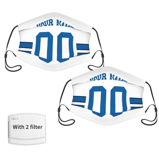 2-Pack Dallas Cowboys Face Covering Football Team Decorative Adult Face Mask With Filters PM 2.5 White