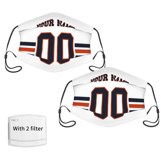 2-Pack Chicago Bears Face Covering Football Team Decorative Adult Face Mask With Filters PM 2.5 White
