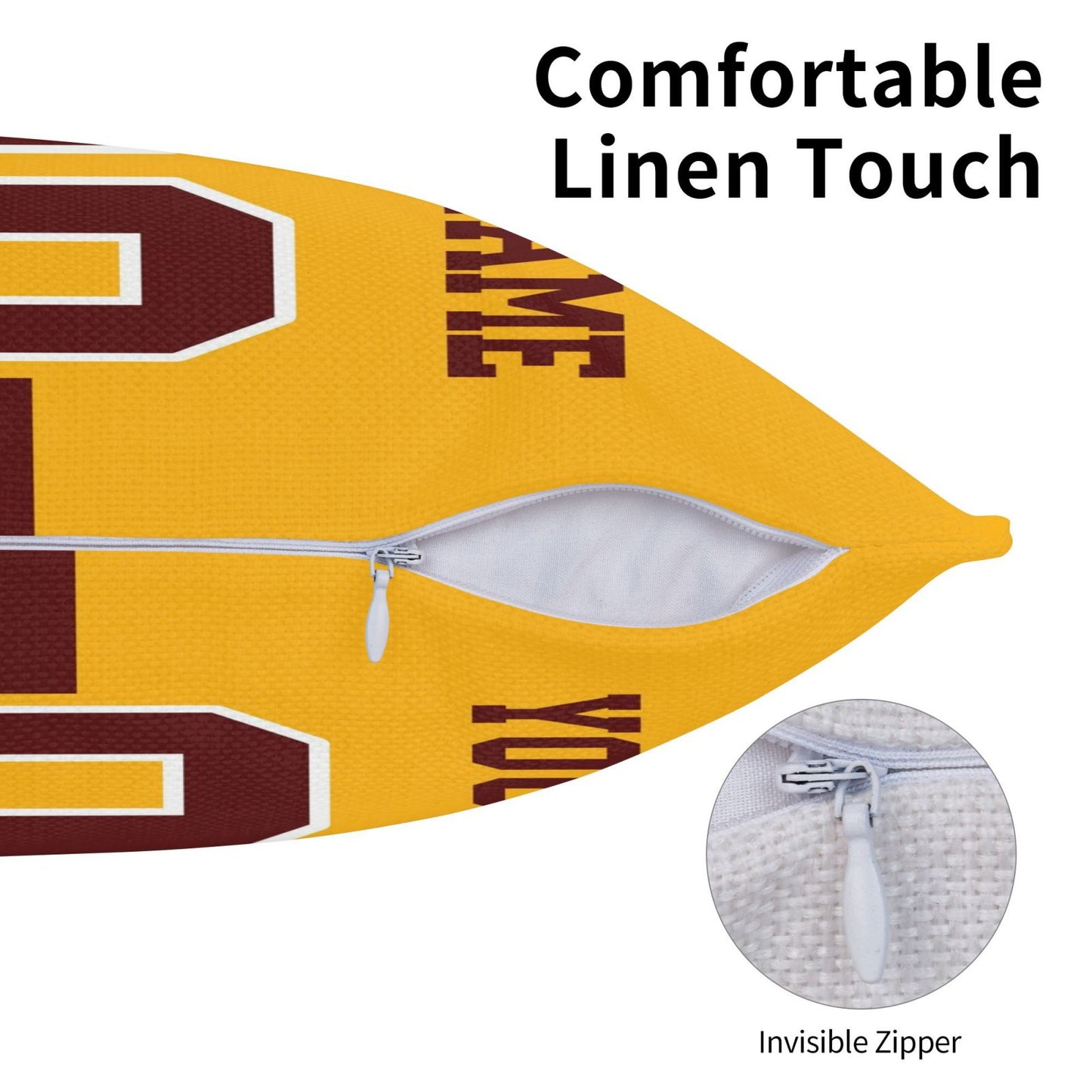 Custom Gold Washington Commanders Decorative Throw Pillow Case - Print Personalized Football Team Fans Name & Number Birthday Gift