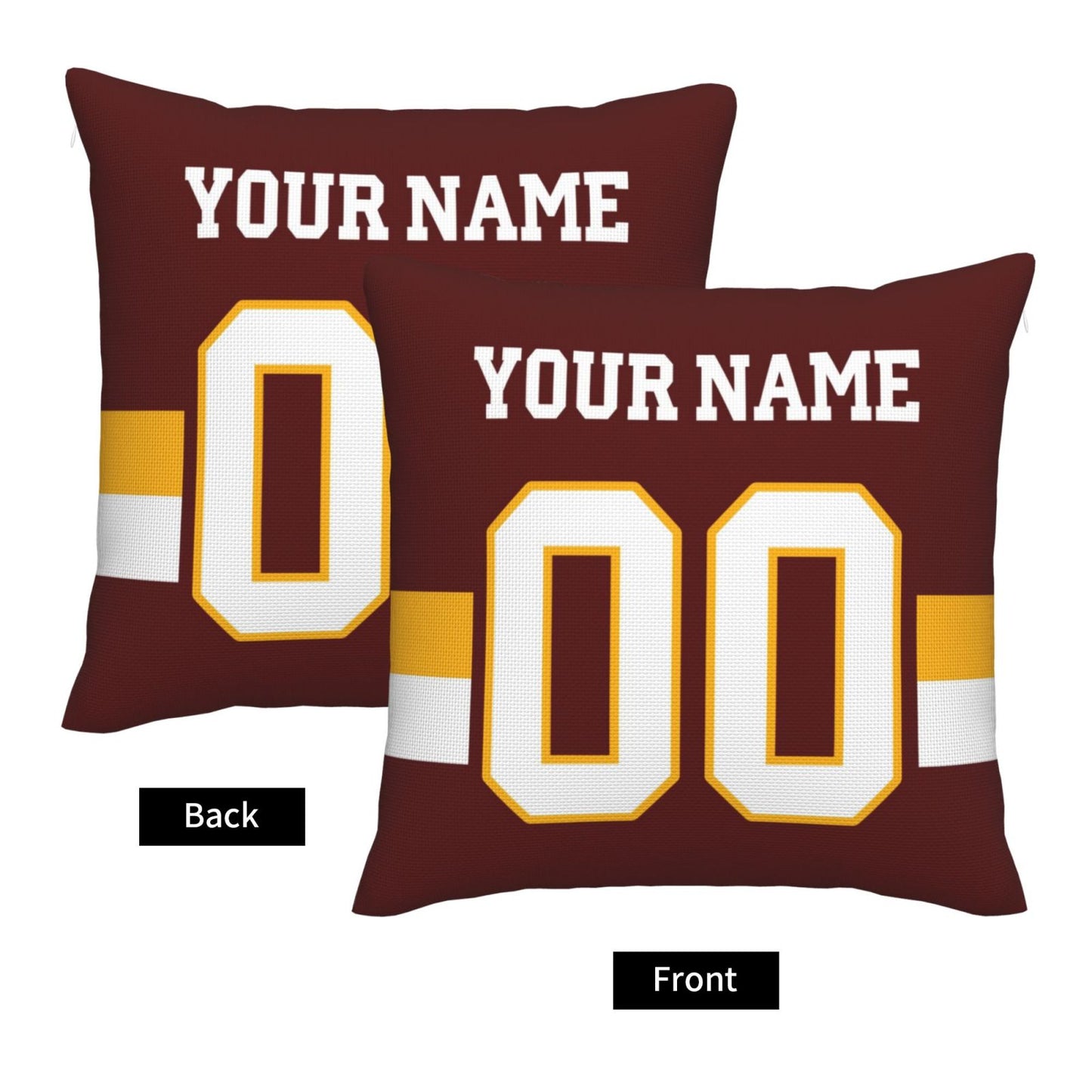 Custom Burgundy Washington Commanders Decorative Throw Pillow Case - Print Personalized Football Team Fans Name & Number Birthday Gift