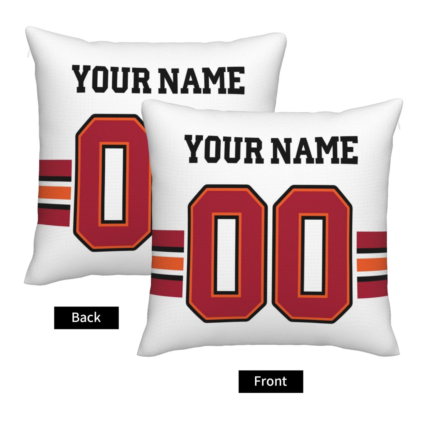 Custom White Tampa Bay Buccaneers Decorative Throw Pillow Case - Print Personalized Football Team Fans Name & Number Birthday Gift