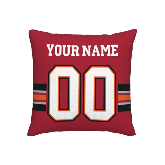 Custom Red Tampa Bay Buccaneers Decorative Throw Pillow Case - Print Personalized Football Team Fans Name & Number Birthday Gift