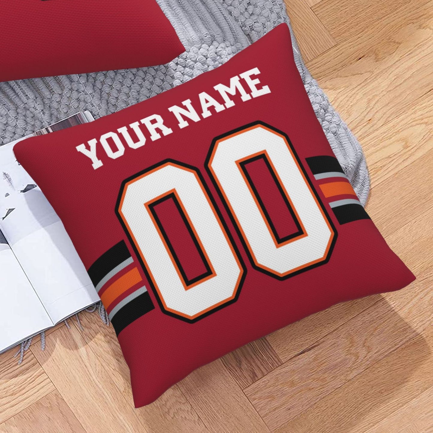 Custom Red Tampa Bay Buccaneers Decorative Throw Pillow Case - Print Personalized Football Team Fans Name & Number Birthday Gift