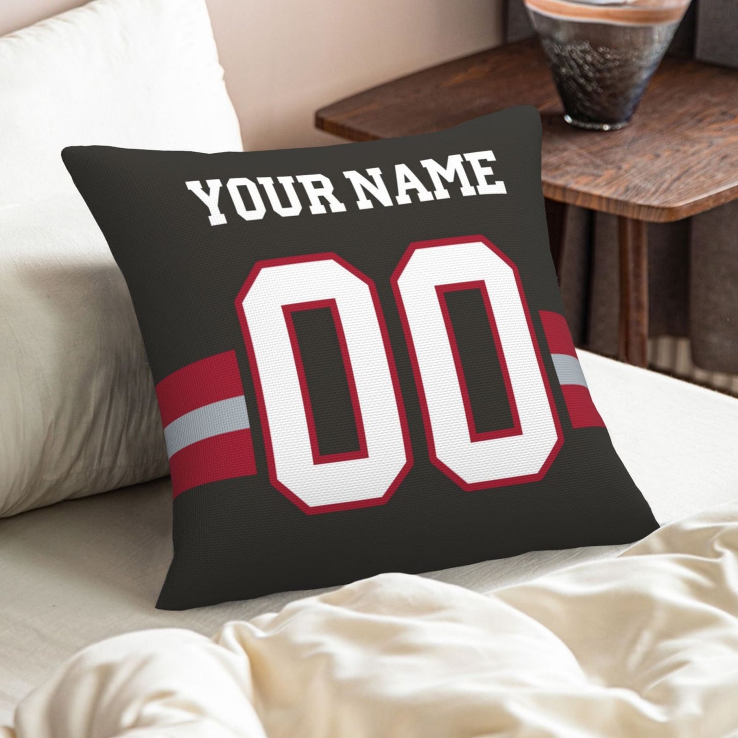 Custom Pewter Tampa Bay Buccaneers Decorative Throw Pillow Case - Print Personalized Football Team Fans Name & Number Birthday Gift