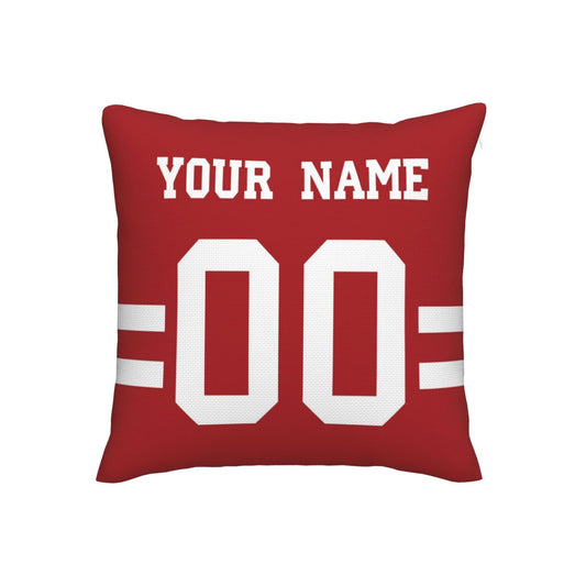 Custom Red San Francisco 49ers Decorative Throw Pillow Case - Print Personalized Football Team Fans Name & Number Birthday Gift