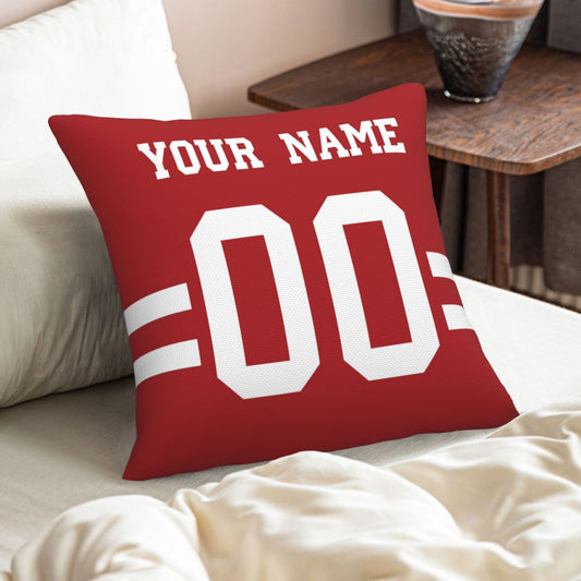 Custom Football Game San Francisco 49ers Decorative Throw Pillow Case Print Personalized Football Style Fans Name & Number Birthday Gift Red