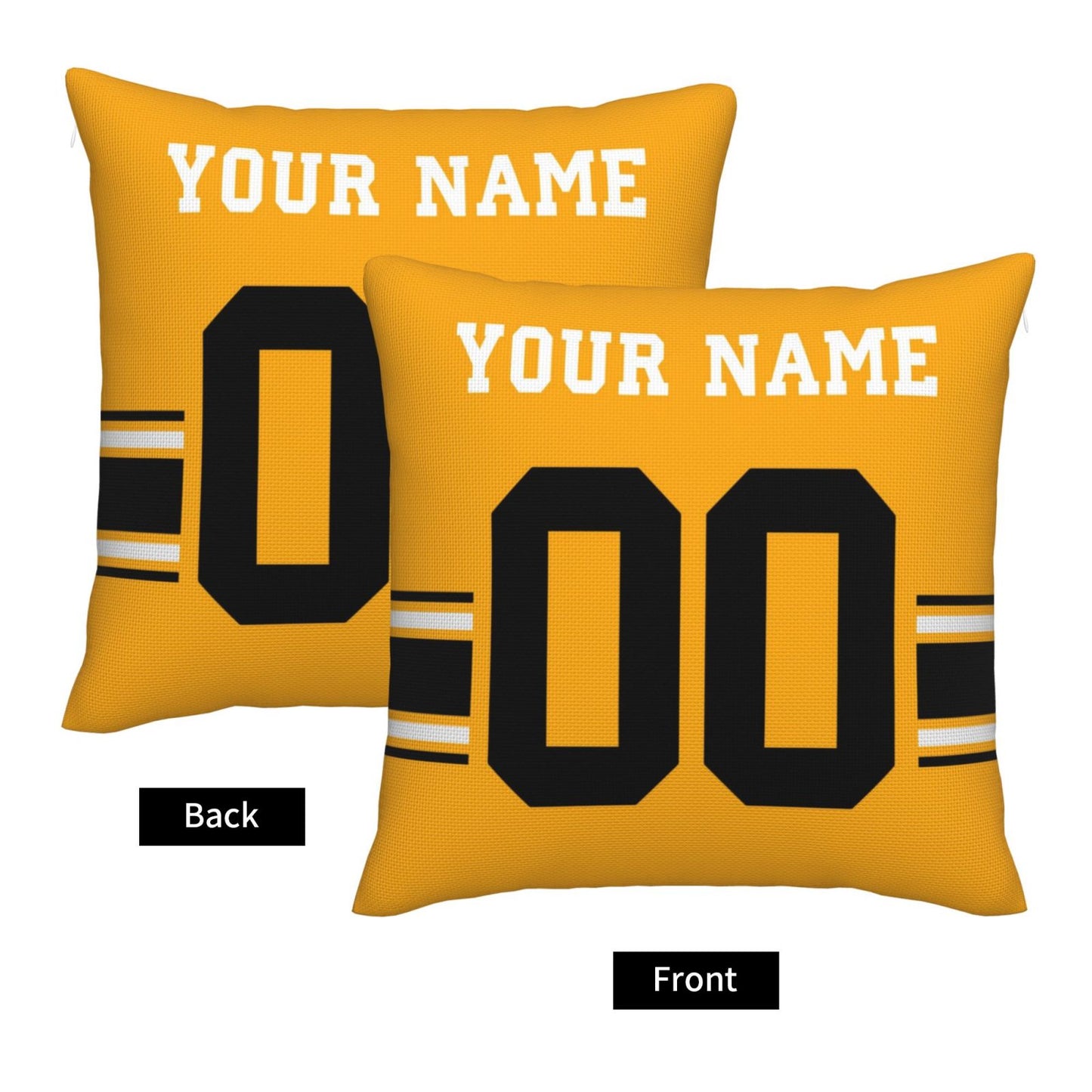 Custom Gold Pittsburgh Steelers Decorative Throw Pillow Case - Print Personalized Football Team Fans Name & Number Birthday Gift